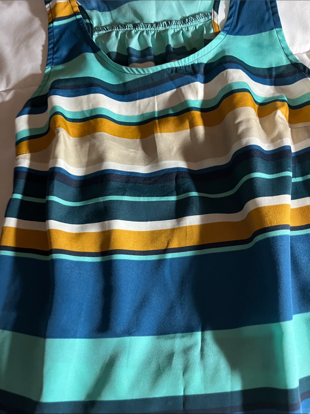 Striped Sleeveless Tank Top in Teal, Navy & Mustard - Picture 3 of 6